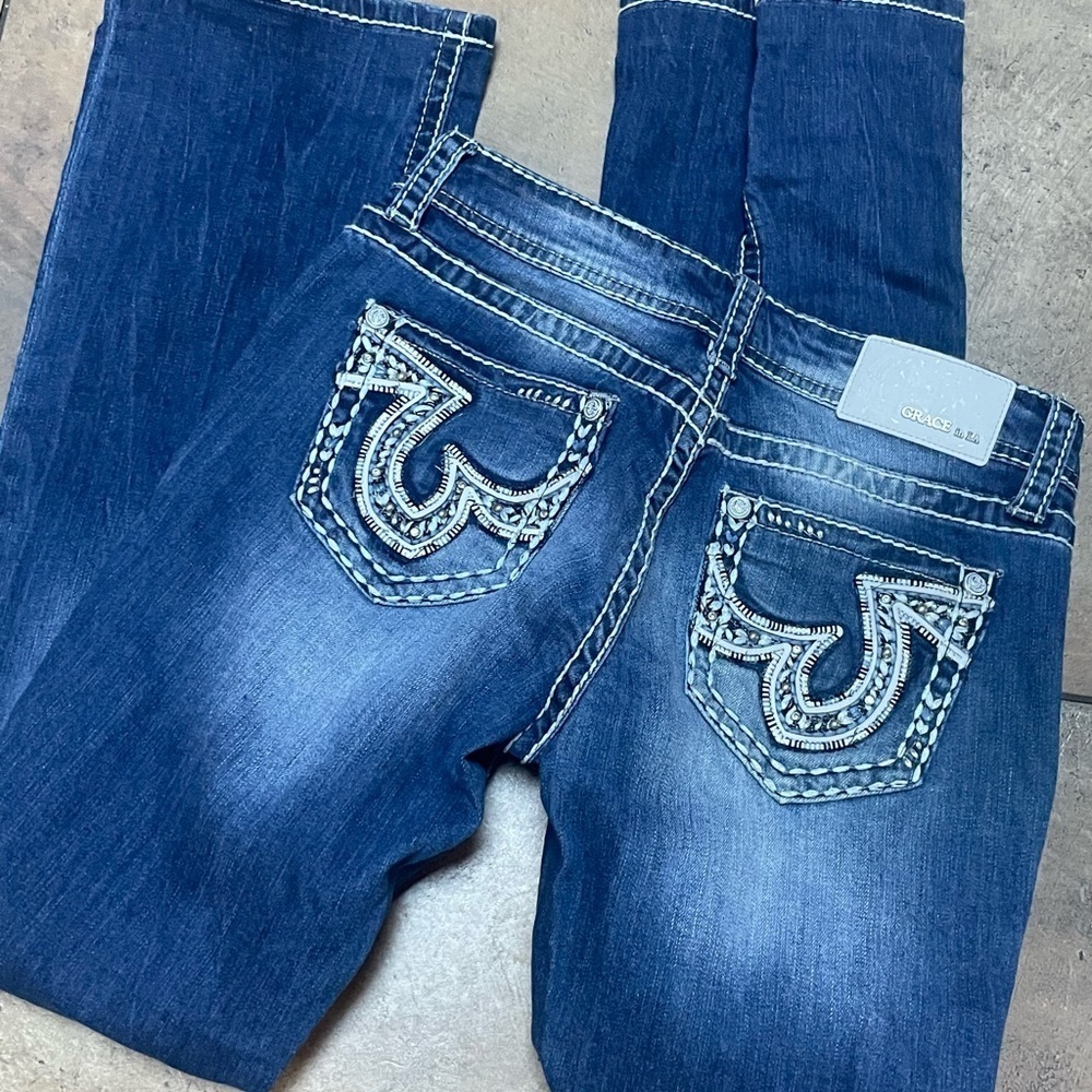Gace In LA Boot Cut Mid-Rise Bling Jeans sz 28